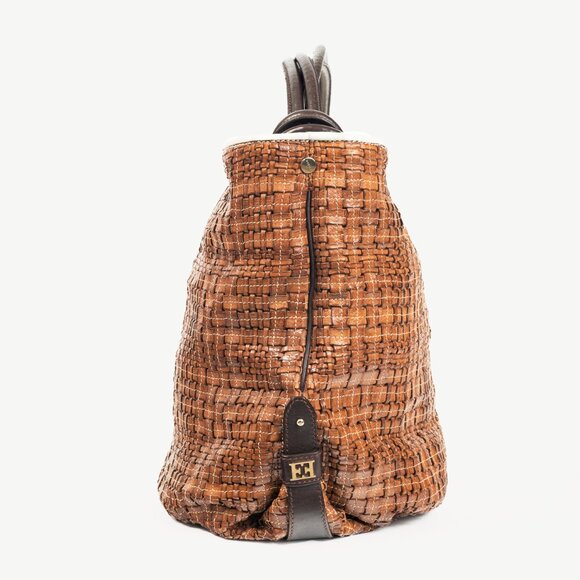 Escada SS/14 Brown Woven-Leather Hobo - Picture 3 of 13